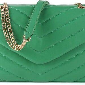 Quilted Crossbody Bag for Women, Soft Vegan Chevron Purses, Trendy Shoulder Hand